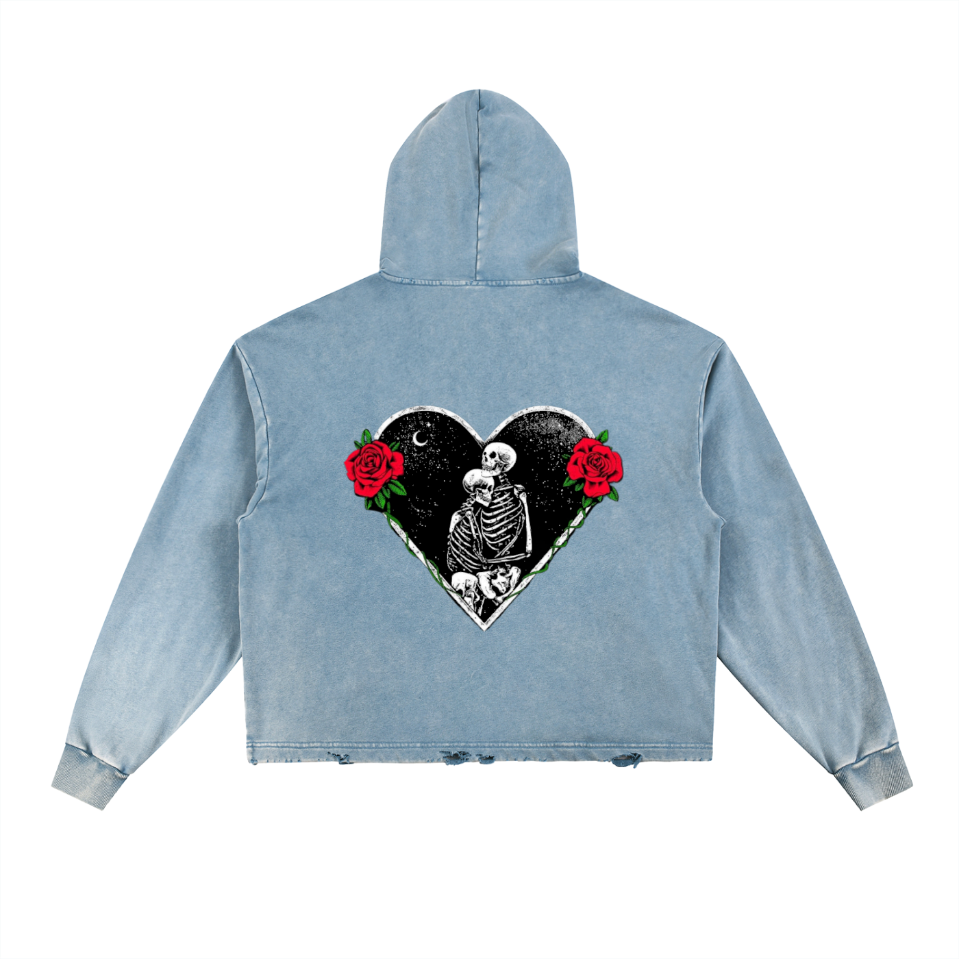Vintage Washed Frayed-Hem Hoodie