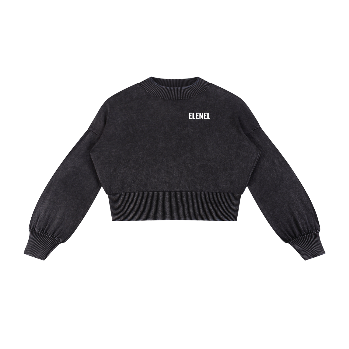 Mineral Wash Balloon Sleeve Cropped Sweater