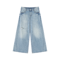 Women's Vintage Wash Distressed Wide Leg Jeans