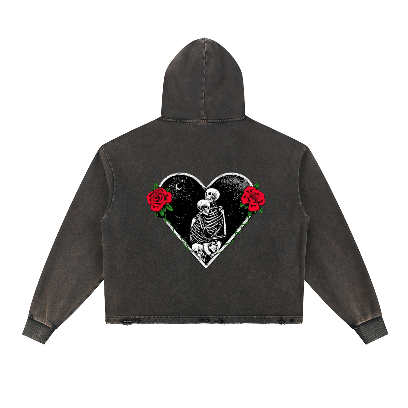 Vintage Washed Frayed-Hem Hoodie