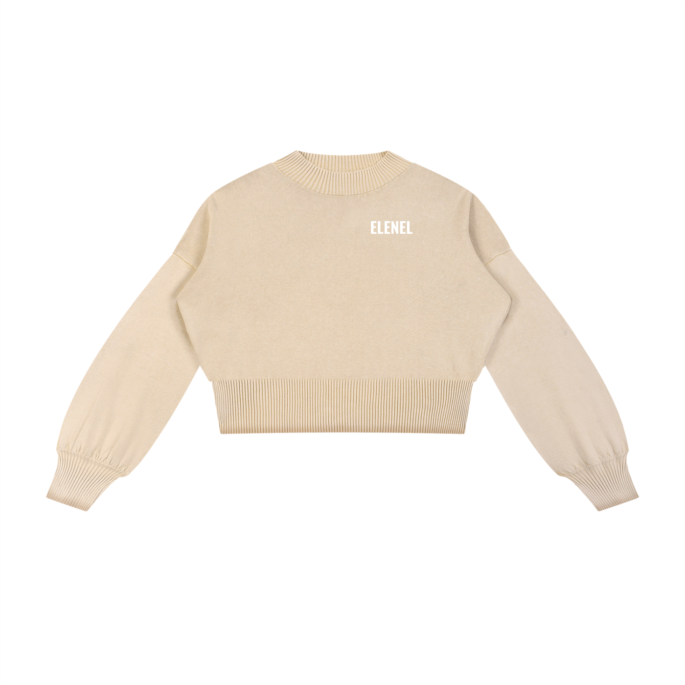 Mineral Wash Balloon Sleeve Cropped Sweater