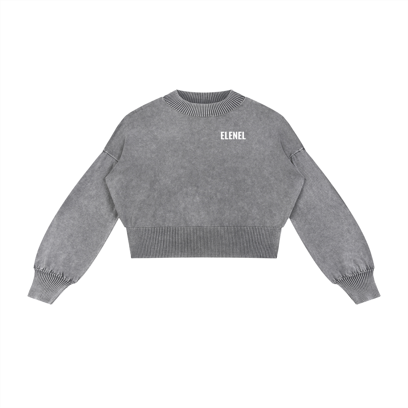 Mineral Wash Balloon Sleeve Cropped Sweater