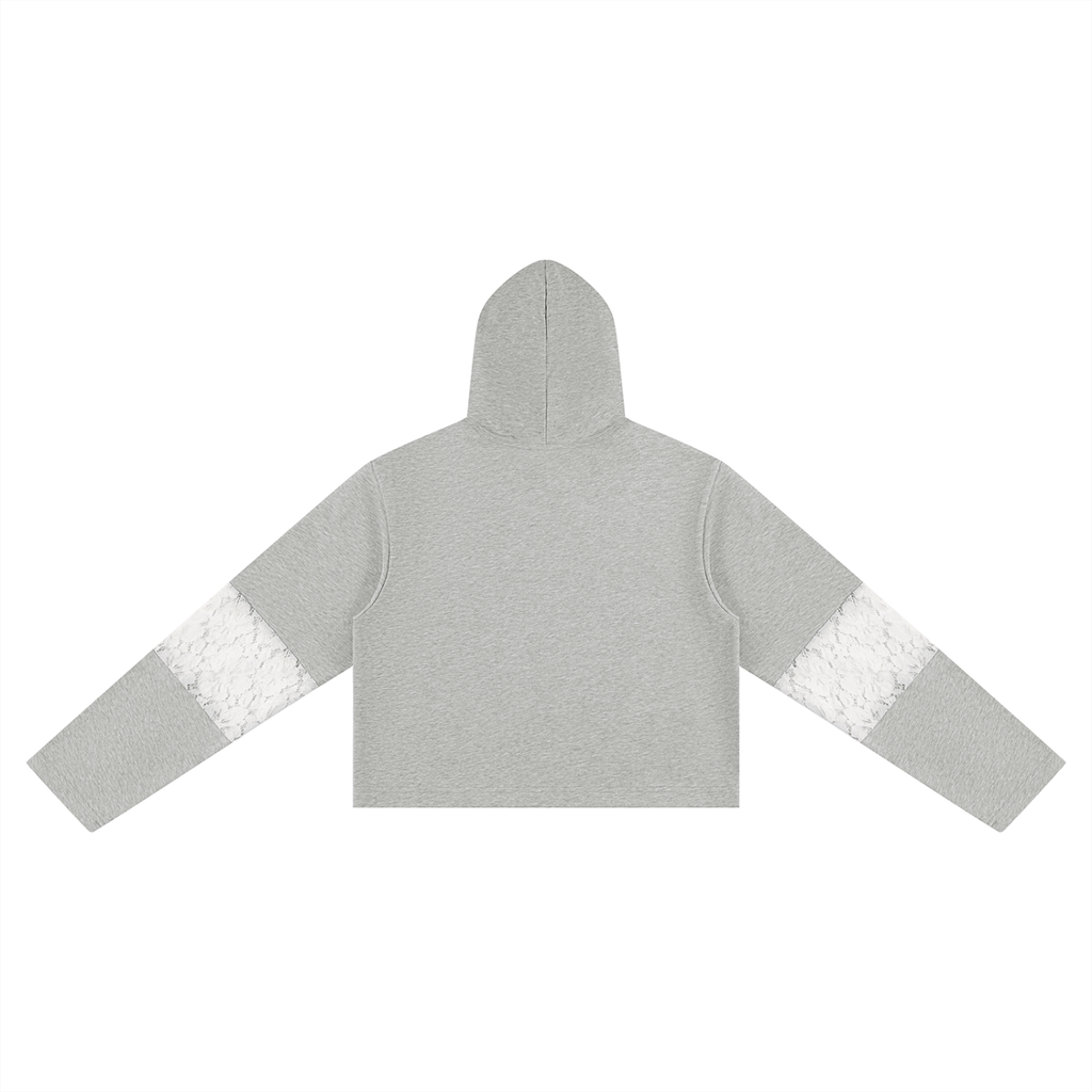 Women’s Cropped Lace-Panel Hoodie