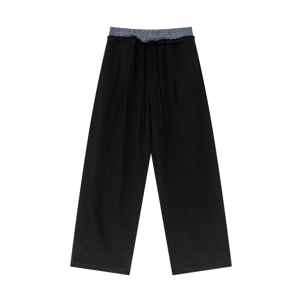 Plaid Contrast Waist Pants