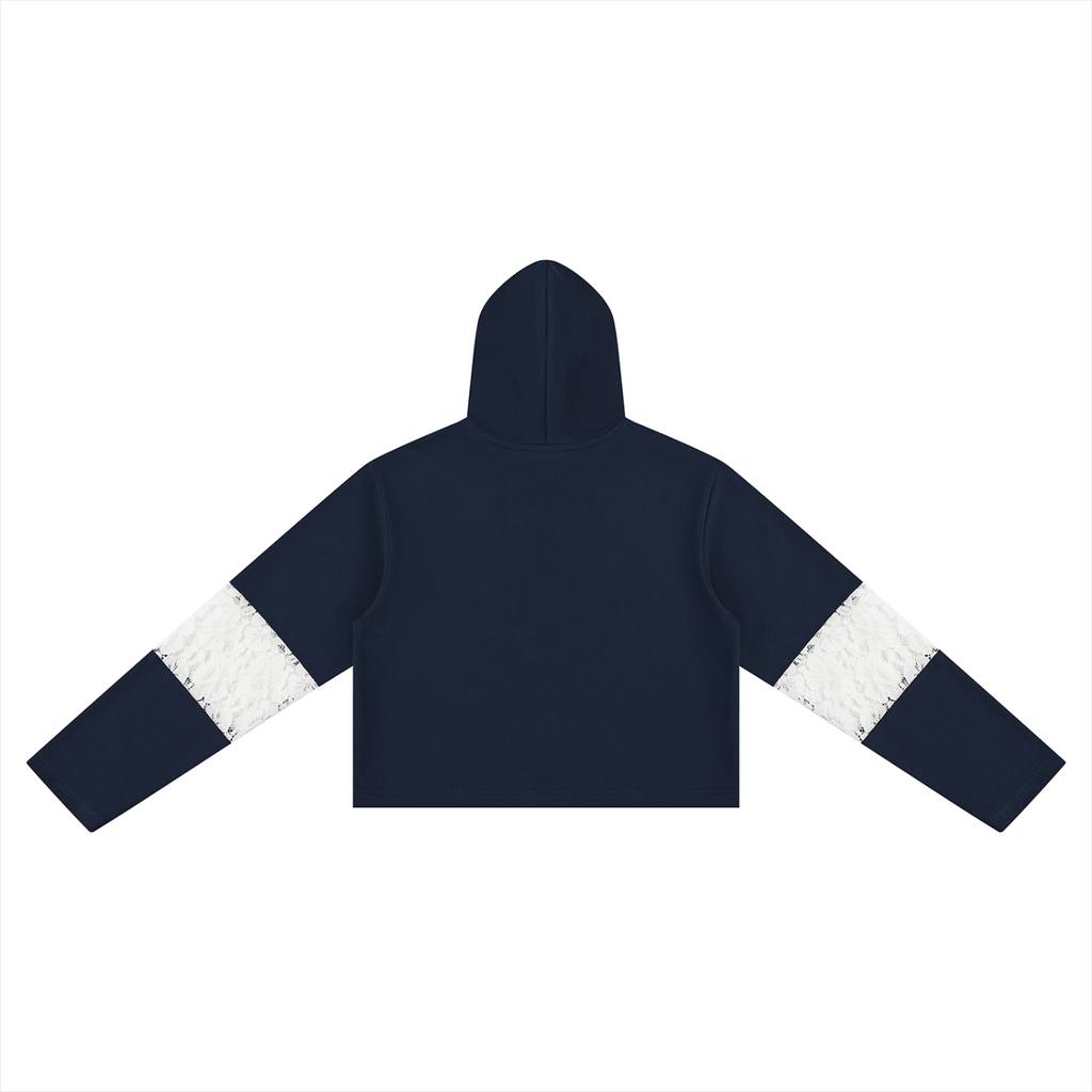 Women’s Cropped Lace-Panel Hoodie