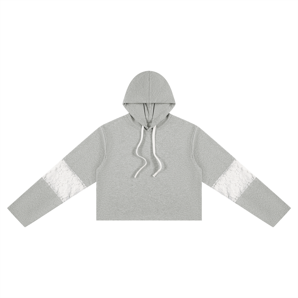 Women’s Cropped Lace-Panel Hoodie