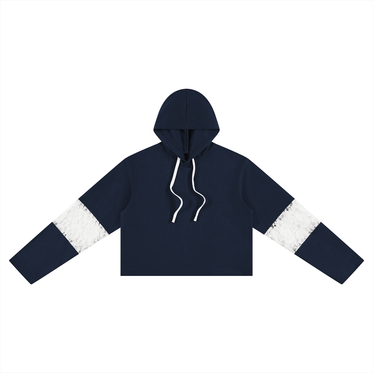 Women’s Cropped Lace-Panel Hoodie